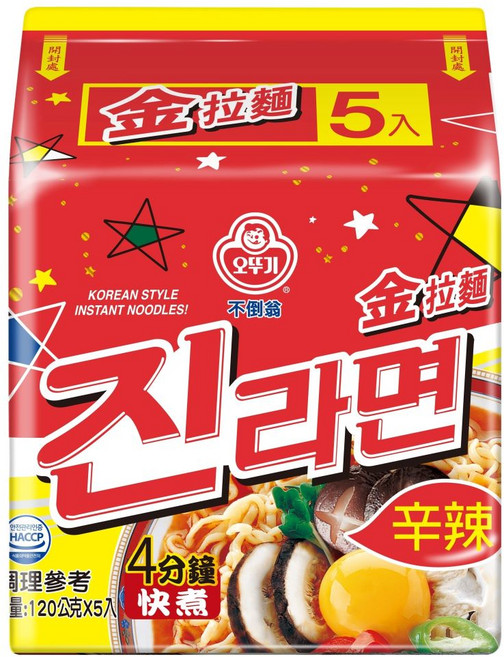OTOKI 不倒翁 金拉麵 辣味 120g, 5包