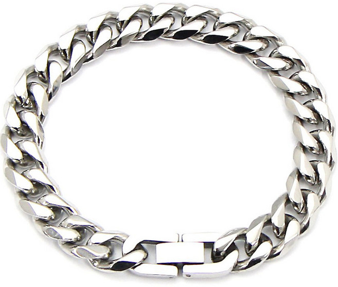 인디라벨 써지컬스틸 컷팅 유광 팔찌 10mm