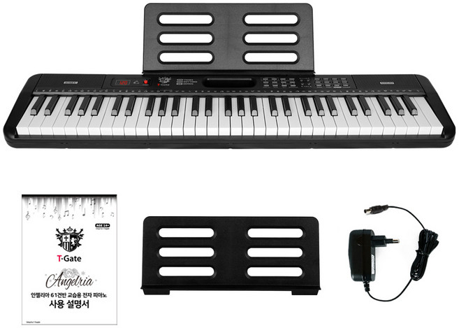토이게이트 61건반 안젤리아 교습용 전자 피아노, 블랙, 1개