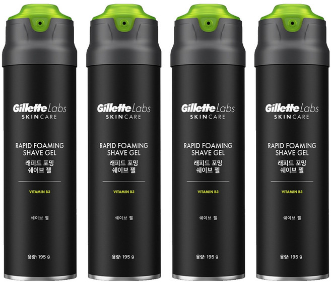 질레트랩스 래피드 포밍 쉐이브 젤, 195g, 4개