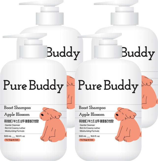 퓨어버디 부스트 애견샴푸 애플블라썸향, 500ml, 1개입, 4개
