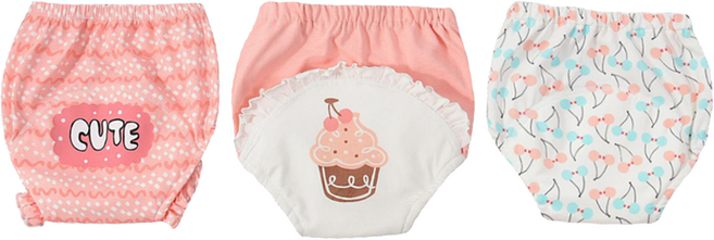 vanibaby 母嬰生活 幼兒學習褲 3件, 粉紅蛋糕, 1組