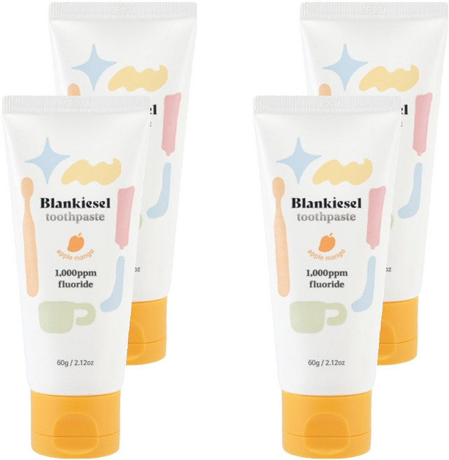 블랑키즐 유아용 고불소 치약 애플망고향, 60g, 4개