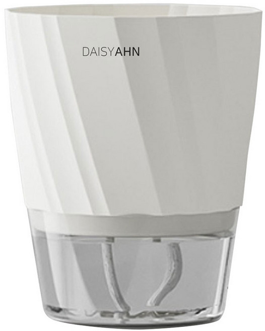 데이지안 사선 저면관수 플라스틱 화분, 화이트, 1개
