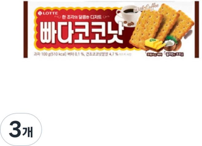 롯데웰푸드 빠다코코낫, 100g, 3개