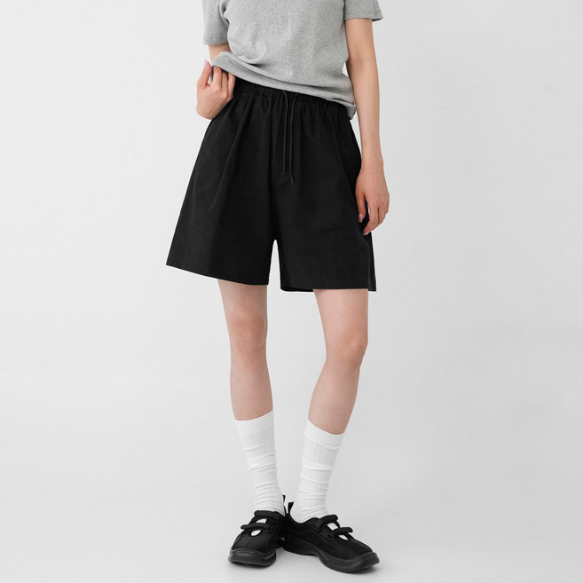 코튼클로젯 여성용 힙포켓 밴딩 버뮤다 4부 반바지