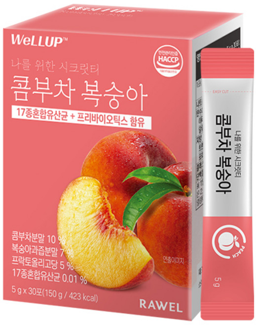 웰업 로엘 콤부차 복숭아, 5g, 1개, 30개입