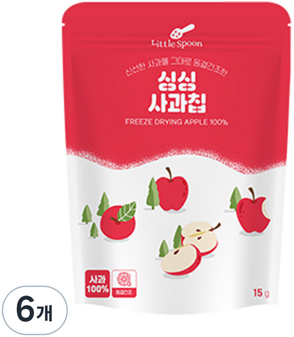 리틀스푼 동결건조 싱싱 과일칩 사과, 15g, 6개