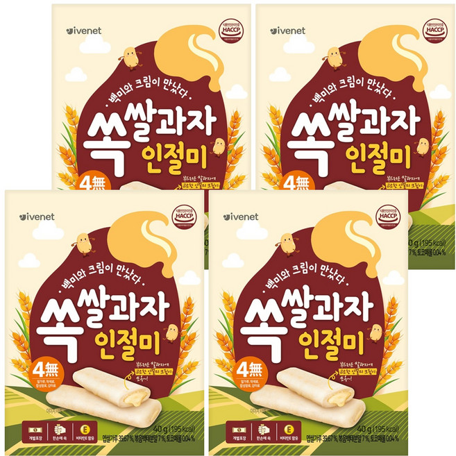 아이배냇 유아용 쏙쌀과자, 인절미맛, 40g, 4개