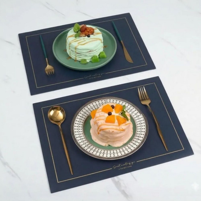 이벤리브 북유럽 스타일 사각 테이블 매트, 네이비, 2개, 45 x 30 cm