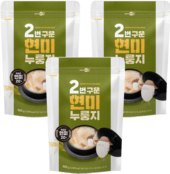 Simpleat 2次翻烤糙米鍋巴, 3個, 800g