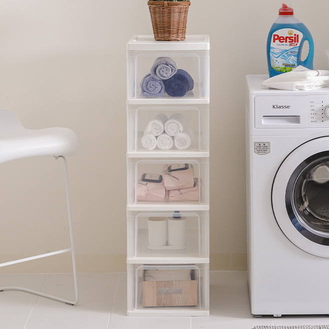 아이리스 S 슬림 서랍장, 투명, 5단