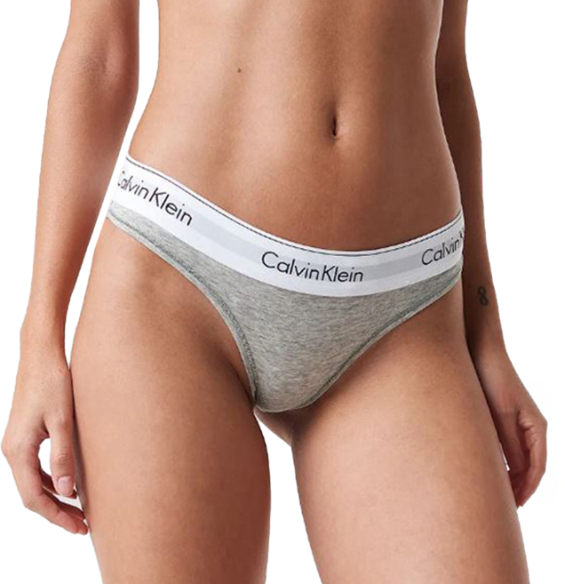 Calvin Klein 凱文克萊 underwear Cotton Bikini 女性丁字褲 寬鬆緊帶基本款, 灰色