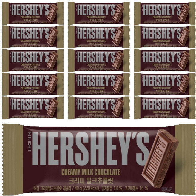 HERSHEY'S 好時 絲滑牛奶巧克力, 16條, 40g