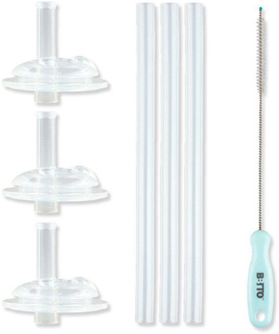비비또 교체용 빨대 3p + 빨대꼭지 3p + 세척솔 세트, 1세트, 혼합색상