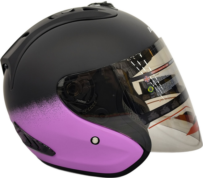 FIGHTER HELMET 露臉式安全帽 含1層護目鏡 R3A6, 消光黑/紫水仙