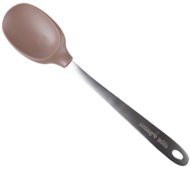 마미스테이블 푸드그레이드 실리콘 볶음용스푼 S, 베어브라운, 1개