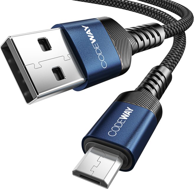 코드웨이 USB A타입-마이크로 5핀 고속 충전 케이블, 2m, 블루, 1개