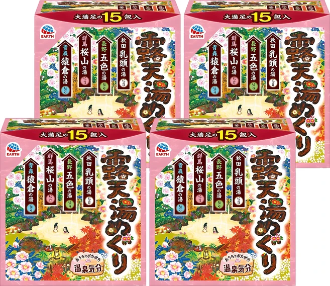 바스로망 온천기행 4계절 노천 입욕제 15p, 450g, 4개 - 쿠팡