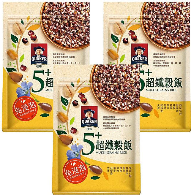 QUAKER 桂格 5+超纖穀飯, 1kg, 3包