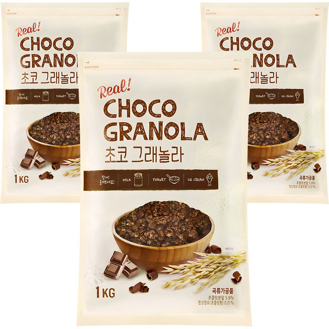 동서 초코 그래놀라 시리얼, 1kg, 3개