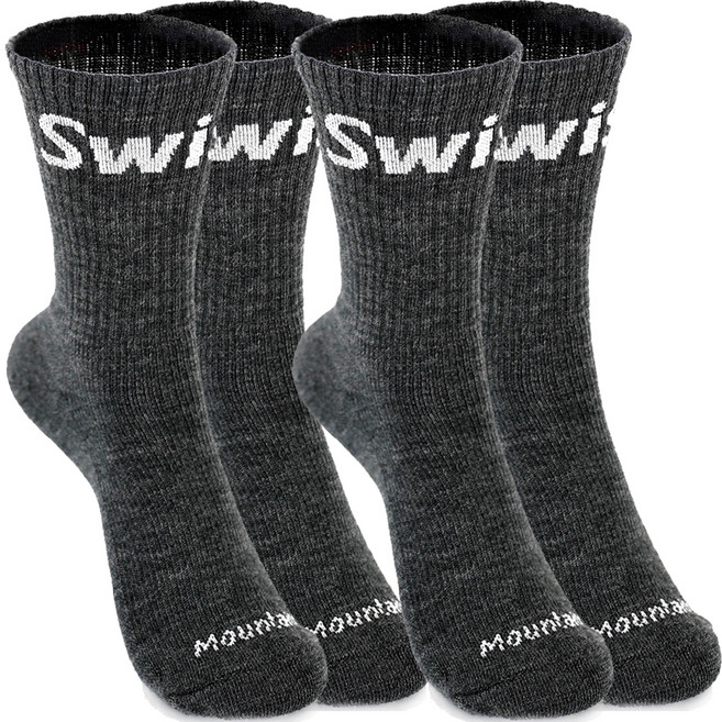 스위스마운틴 여성용 메리노테크 등산양말 2켤레, 그레이, 1세트