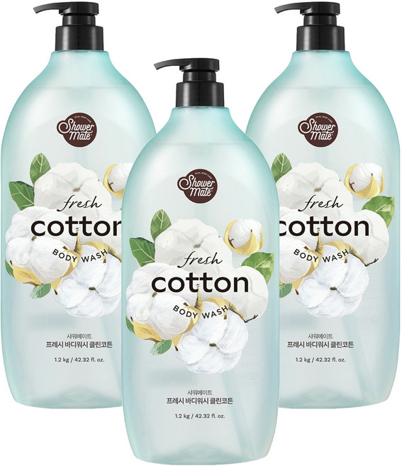 Shower mate 微風如沐果香沐浴乳 棉花籽香, 1.2kg, 3瓶