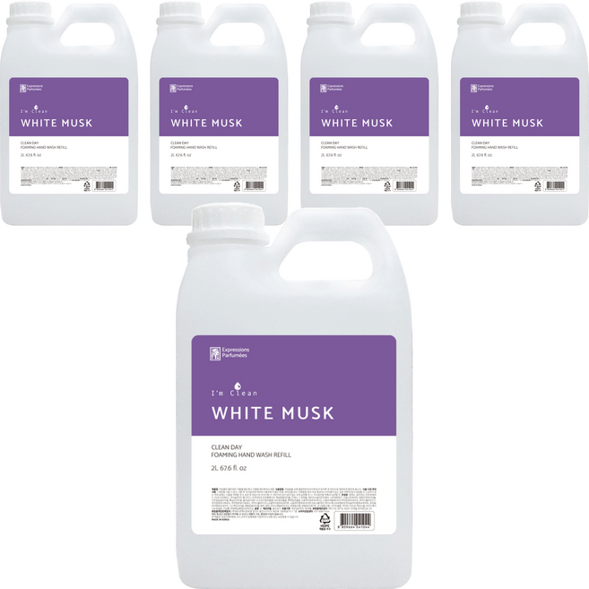 아임클린 클린데이 거품 핸드워시 리필 화이트 머스크, 2L, 5개