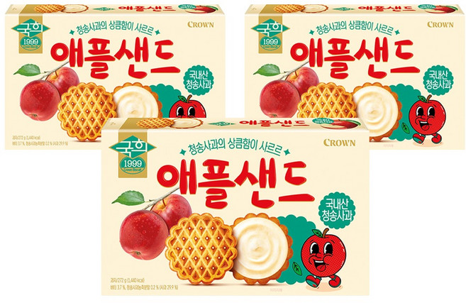 CROWN 皇冠 蘋果奶油夾心華夫餅乾, 272g, 3個