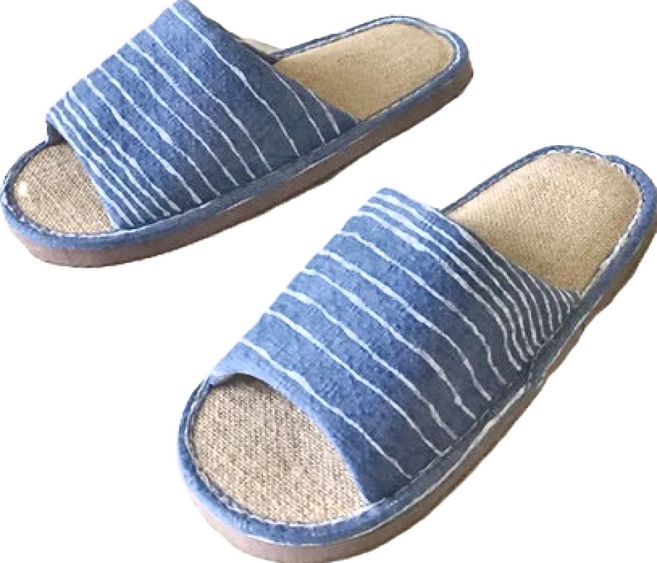 TAIWAN SLIPPER 台灣犀利趴 台灣製造 家居室內拖鞋 棉麻蓆拖 輕活系列, 條紋藍, 1雙