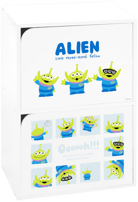 收納王妃 迪士尼 玩具總動員雙層櫃 木門櫃 42.5 x 29.5 x 60cm, 10連拍三眼怪