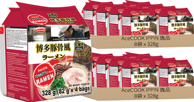 AceCOOK IPPIN 逸品 博多豚骨風味袋麵 82g, 64包