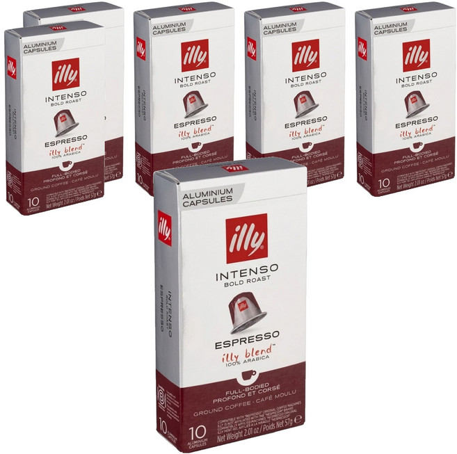 illy 意利 INTENSO 深烘培濃縮 咖啡膠囊, 6盒, 5.7g, 10顆