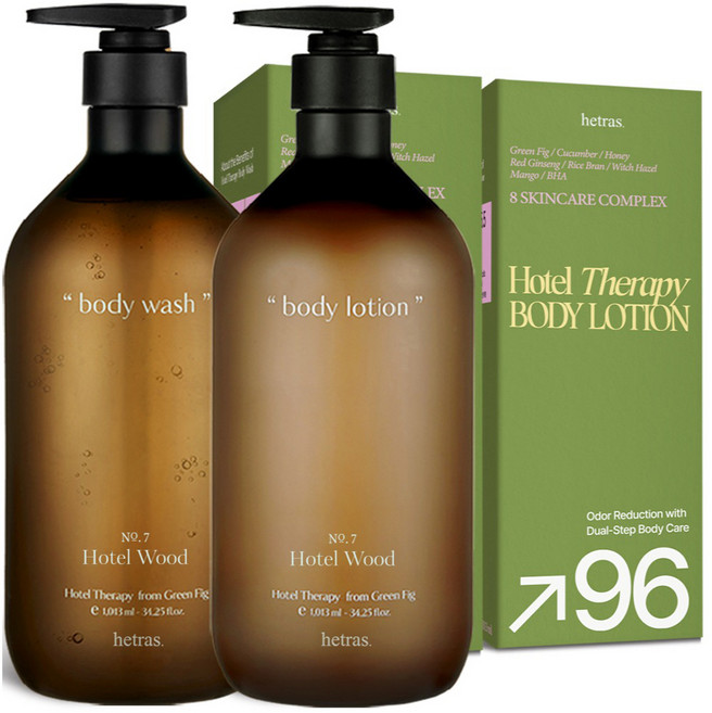 hetras. Hotel Therapy沐浴露 1013ml+潤膚乳 1013ml組 No.7 Hotel Wood, 1組