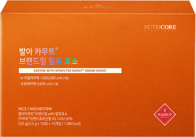 뉴트리코어 발아 카무트 브랜드밀 함유 효소 150p, 525g, 1개