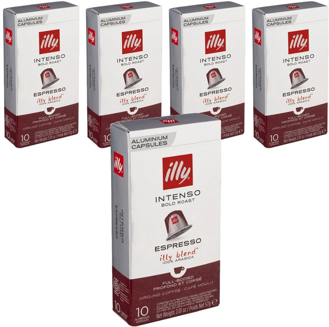 illy 意利 INTENSO 深烘培濃縮 咖啡膠囊, 5盒, 5.7g, 10顆