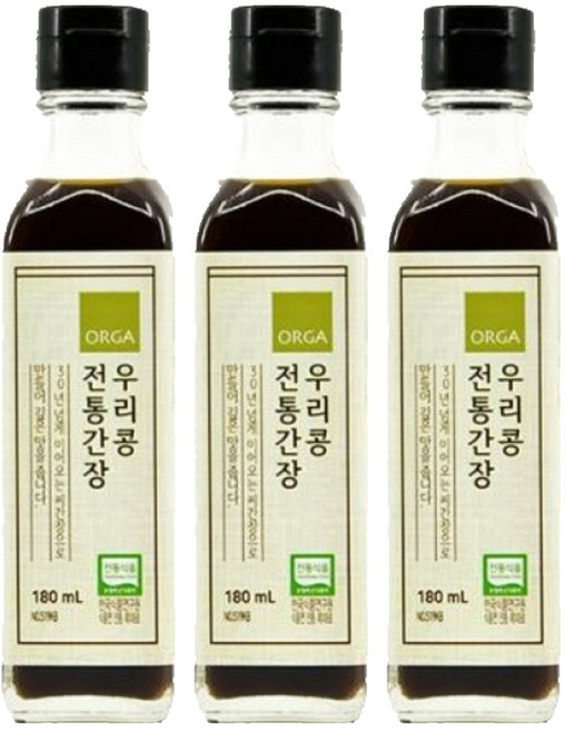 올가홀푸드 우리콩 전통간장, 180ml, 3개