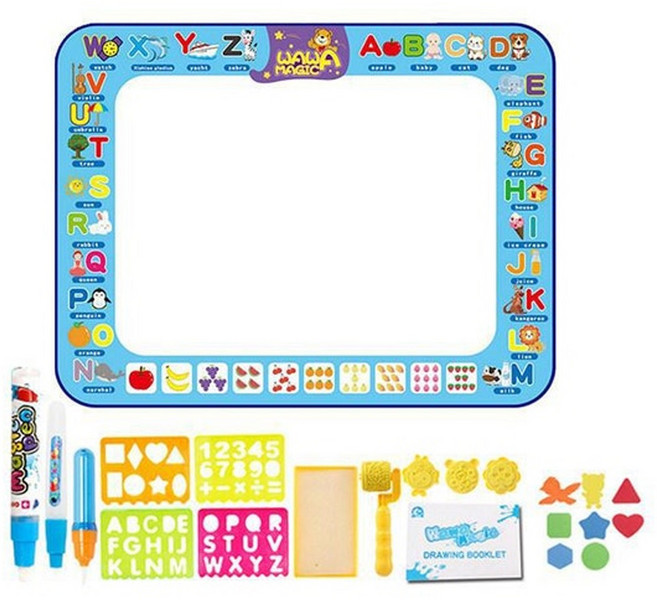 OhBabyLaugh 愛笑寶 水畫布 + 全套配件, 英文字母 藍色, 1組