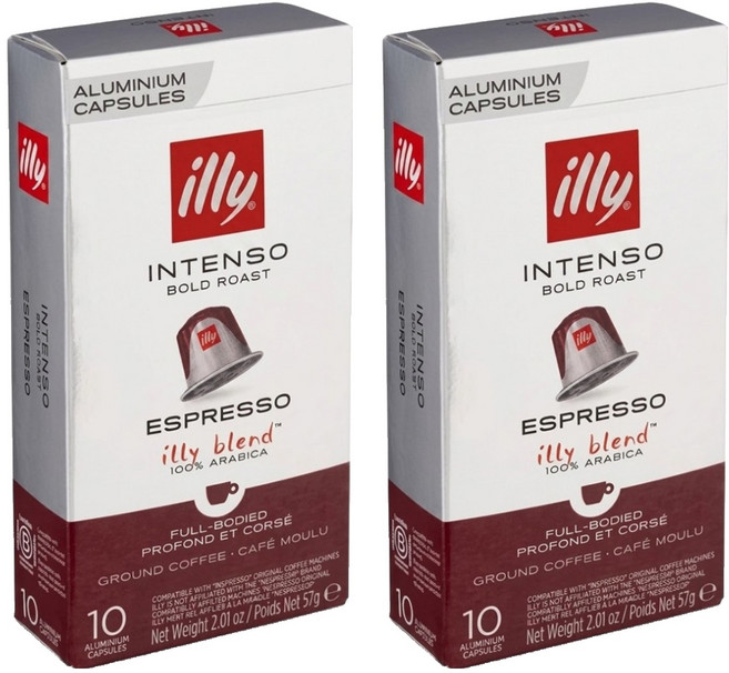 illy 意利 INTENSO 深烘培濃縮 咖啡膠囊, 2盒, 5.7g, 10顆