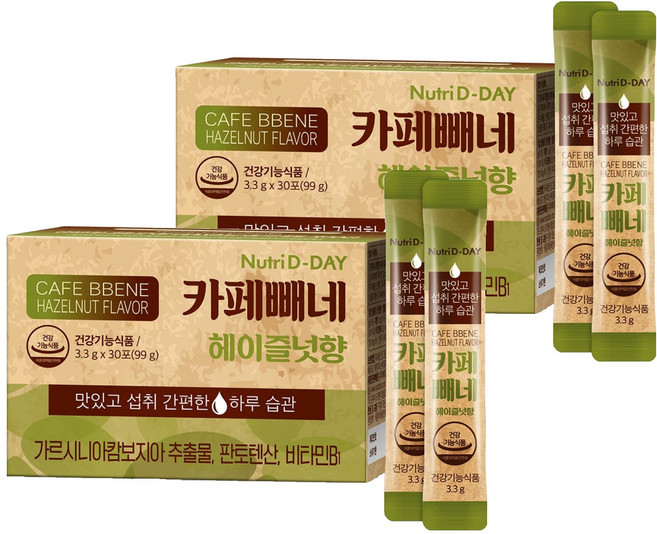 뉴트리디데이 다이어트 카페빼네 헤이즐넛향 30포, 99g, 2개