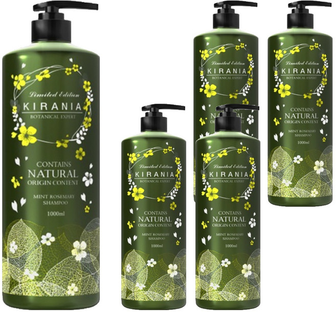 키라니아 보타니컬 두피 샴푸 민트 로즈마리향, 5개, 1L
