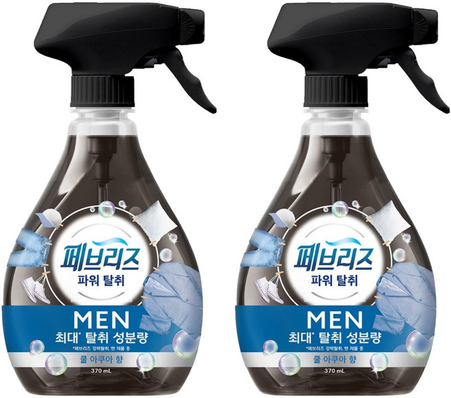 페브리즈 섬유탈취제 맨 쿨 아쿠아향 본품, 370ml, 2개