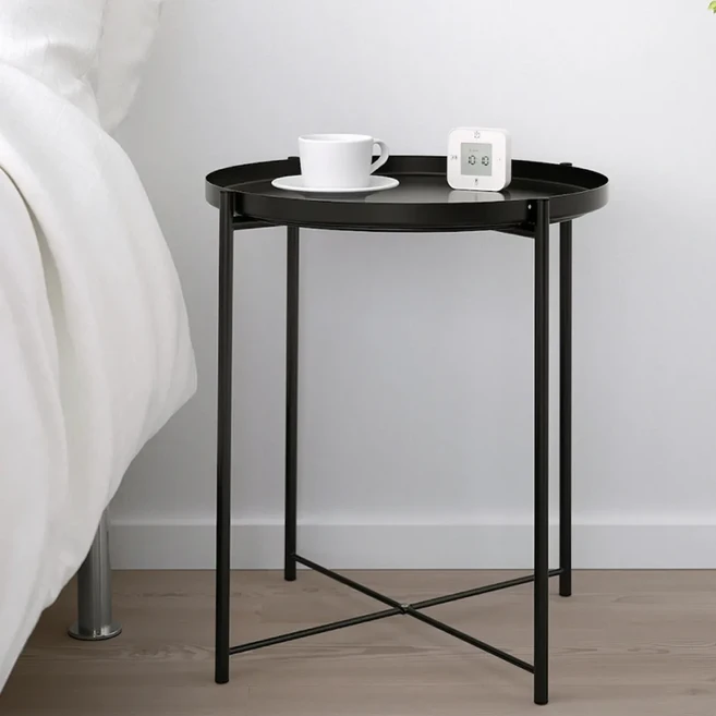 E-home Tim提姆金屬小圓几, 黑色, 1個