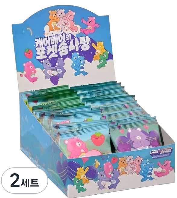 스낵스 한입 포켓 솜사탕 케어베어 딸기 x 5p + 포도 x 5p + 멜론 x 5p + 바나나 x 5p 세트, 20g, 2세트
