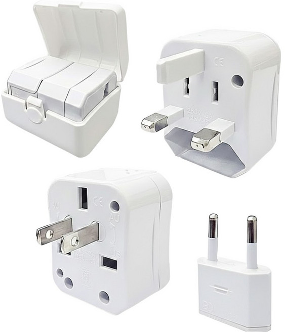 ziya 智雅科技 積木輕巧款 多國充電轉接頭 4in1 美規US 歐規EU 澳規AU 英規UK 白色