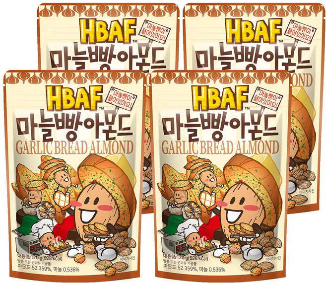 바프 마늘빵 아몬드, 120g, 4개
