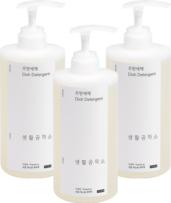 Saengong 生活工作所 廚房洗潔精 葡萄柚香, 750ml, 3個