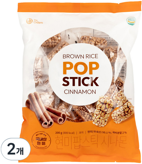 더오담 현미팝스틱 시나몬, 200g, 2개