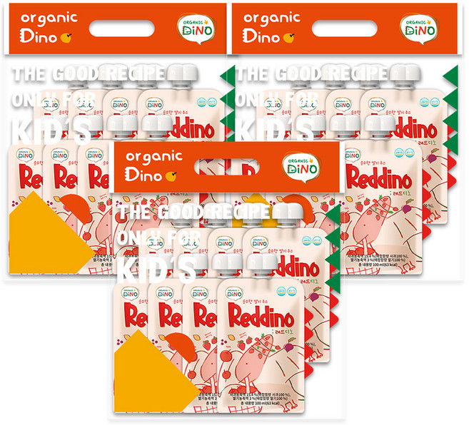 오가닉디노 순수한 과채주스 레드디노, 딸기맛, 24개, 100ml