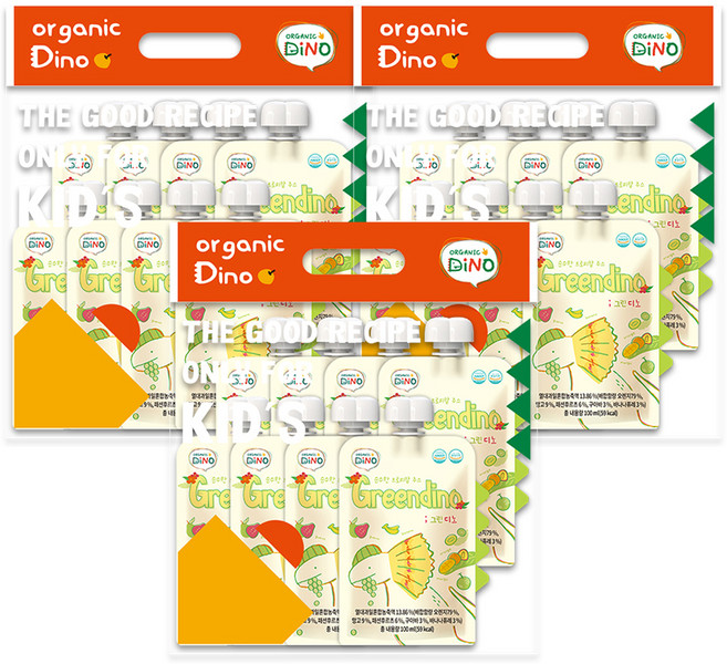 오가닉디노 순수한 과채주스 그린디노, 청포도, 3개, 100ml